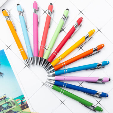 2-in-1 stylus ballpoint pens with custom logo and metal body for office or giveaways