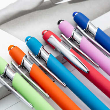 2-in-1 stylus ballpoint pens with custom logo and metal body for office or giveaways