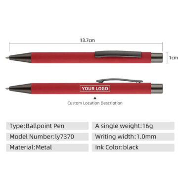 Custom Click Aluminum Ball Pen with Rubber Coating and Logo
