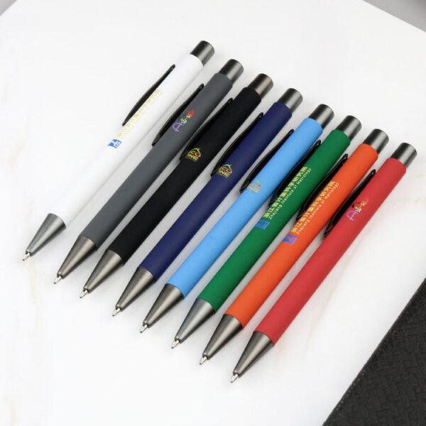 Custom Click Aluminum Ball Pen with Rubber Coating and Logo