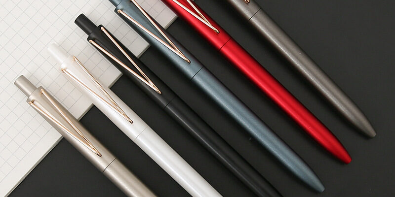 Custom black click ballpoint pen with logo printing for business and office use