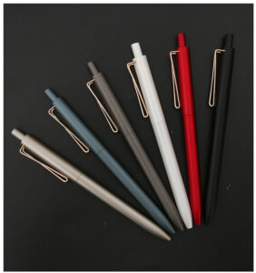 Custom black click ballpoint pen with logo printing for business and office use
