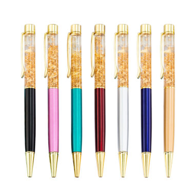 Custom 24K Gold Glitter Floating Ballpoint Pen – Promotional Gift Pen with Logo