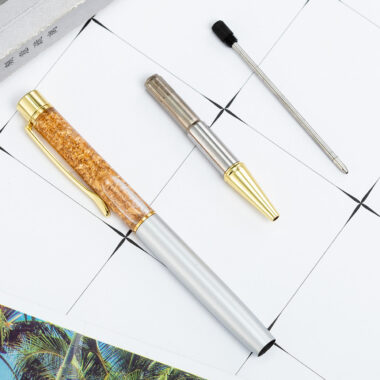 Custom 24K Gold Glitter Floating Ballpoint Pen – Promotional Gift Pen with Logo