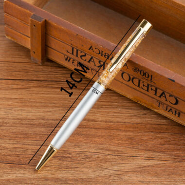 Custom 24K Gold Glitter Floating Ballpoint Pen – Promotional Gift Pen with Logo