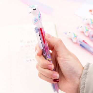 Custom Unicorn 6-in-1 Ballpoint Pens – Multi-Color Creative Pens for Kids