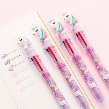Custom Unicorn 6-in-1 Ballpoint Pens – Multi-Color Creative Pens for Kids