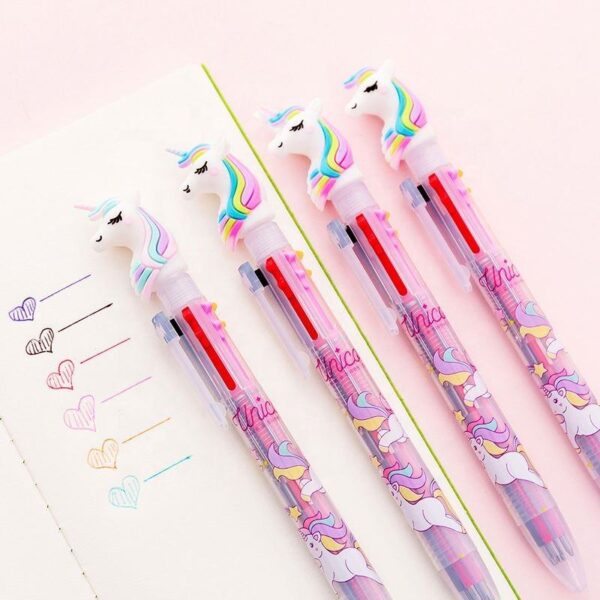 Custom Unicorn 6-in-1 Ballpoint Pens – Multi-Color Creative Pens for Kids