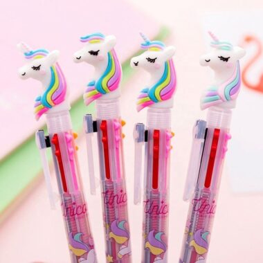 Custom Unicorn 6-in-1 Ballpoint Pens – Multi-Color Creative Pens for Kids