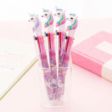 Custom Unicorn 6-in-1 Ballpoint Pens – Multi-Color Creative Pens for Kids