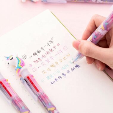 Custom Unicorn 6-in-1 Ballpoint Pens – Multi-Color Creative Pens for Kids