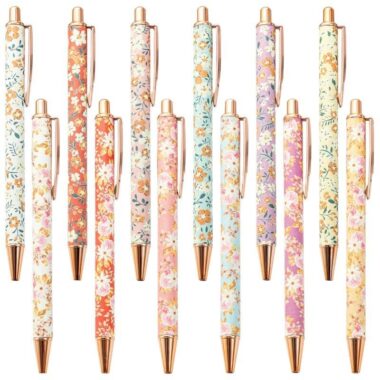 Kawaii Cartoon Flower Metal Ballpoint Pens Set – 12 Cute Designs
