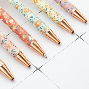 Kawaii Cartoon Flower Metal Ballpoint Pens Set – 12 Cute Designs