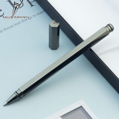 Luxury hexagonal brass rollerball pen with full electroplated gold and custom logo option