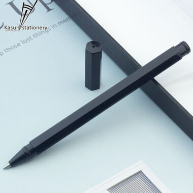 Luxury hexagonal brass rollerball pen with full electroplated gold and custom logo option