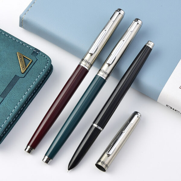 Vintage Brass Rosewood Fountain Pens Business Gift Ink Converter Pen Custom Logo (1) Vintage brass and rosewood fountain pen with ink converter for business and gifts