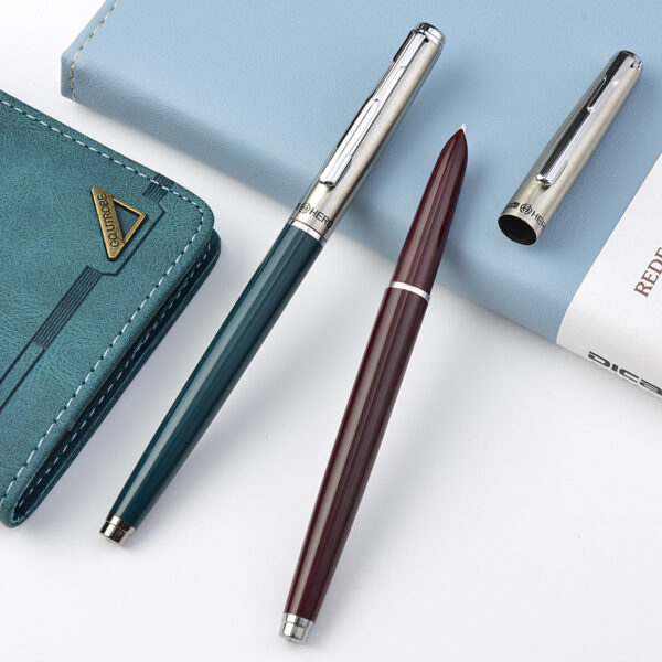 Vintage brass and rosewood fountain pen with ink converter for business and gifts