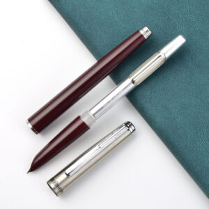 Vintage brass and rosewood fountain pen with ink converter for business and gifts
