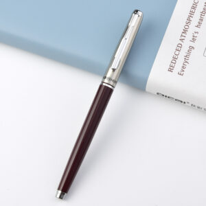 Vintage brass and rosewood fountain pen with ink converter for business and gifts